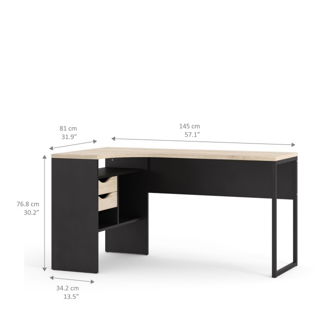 Black Wooden L Shaped Desk with Storage - Function Plus