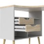 White Wooden L Shaped Desk with Drawers - Oslo