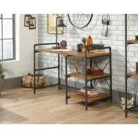 Oak Effect & Metal Desk with Shelves - Iron Foundry - Teknik