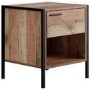 Rustic Oak Industrial Bedside Table with Drawer - Hoxton - LPD