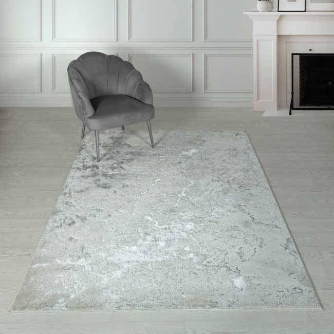 Large Silver Rug with Marble Effect - 290 x 200 cm - Aurora