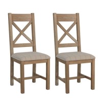 Set of 2 Oak and Cream Dining Chairs - Pegasus