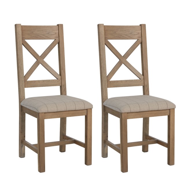 ONLY OPENED - Set of 2 Oak and Cream Dining Chairs - Pegasus