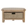 Cream Corner Hall Bench with Wicker Basket