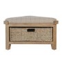 Cream Corner Hall Bench with Wicker Basket