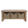 Smoked Oak Hall Bench with Wicker Baskets