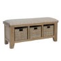 Smoked Oak Hall Bench with Wicker Baskets