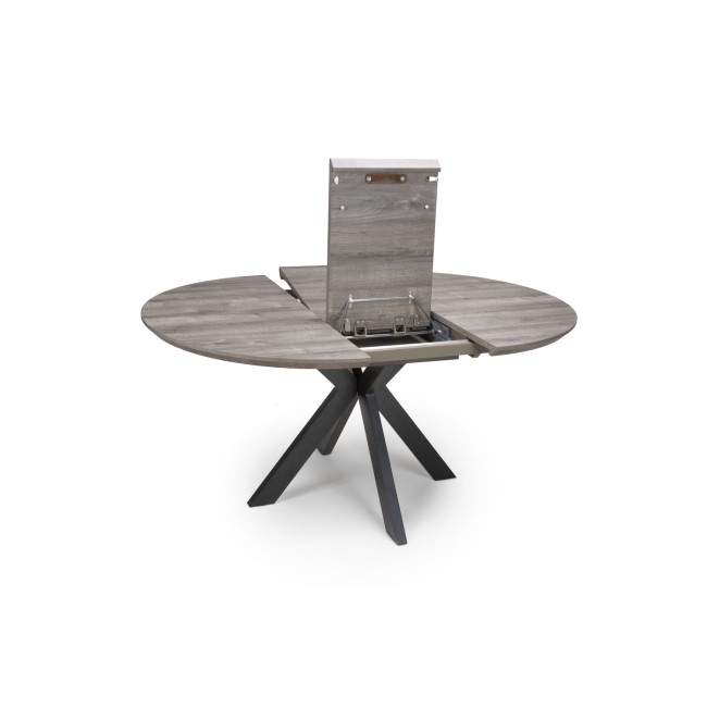 Grey Wood Effect Round Extendable Dining Table - Seats 4 - 6 - Manhattan