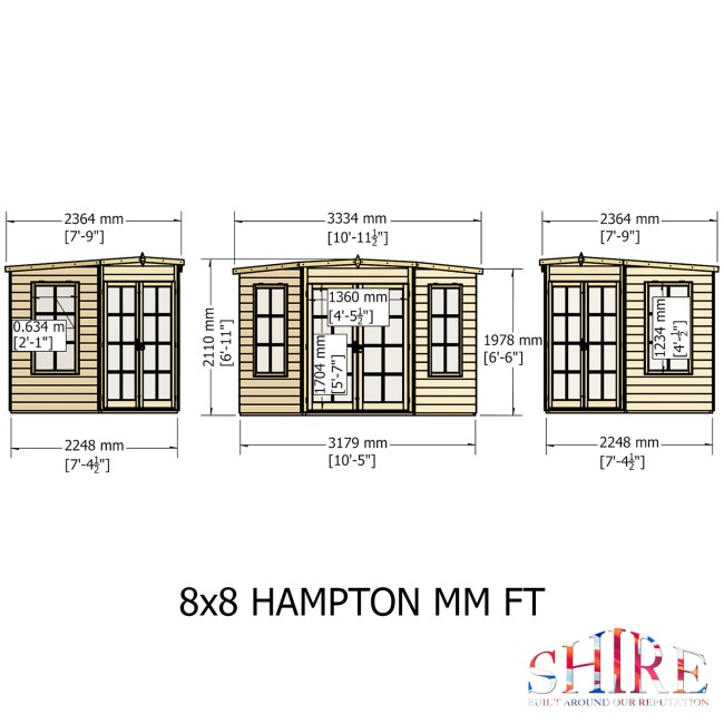 Shire Hampton Double Door Summerhouse 8 x 8ft