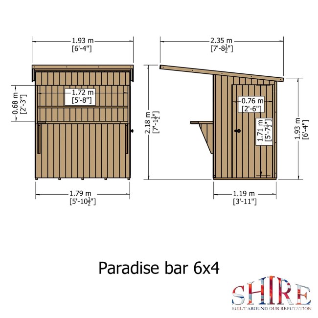 Shire Pent Wooden Garden Bar and Store 6 x 4ft