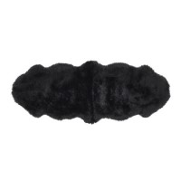 Black Double Genuine Sheepskin Rug - 175 x 70 cm - Ripley