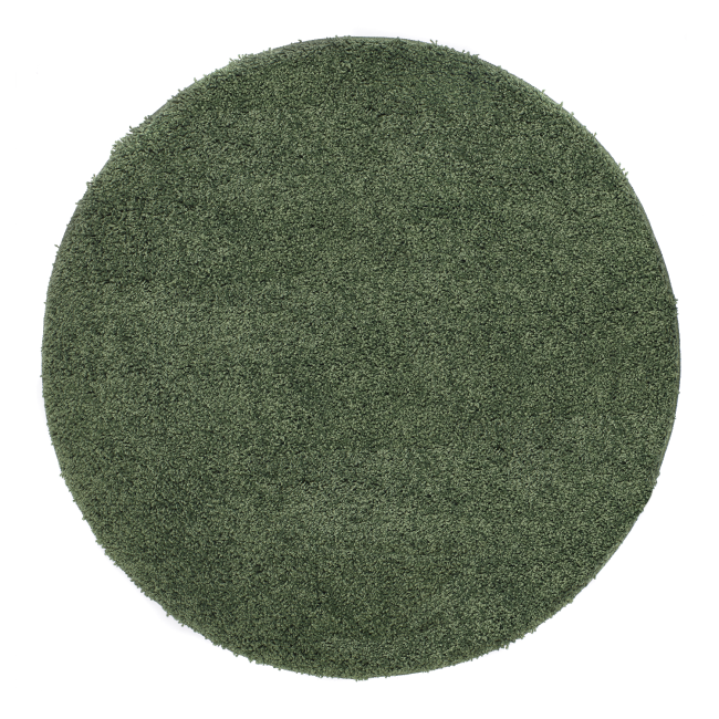 Round Shaggy Green Rug - 100 x 100 cm - Ripley