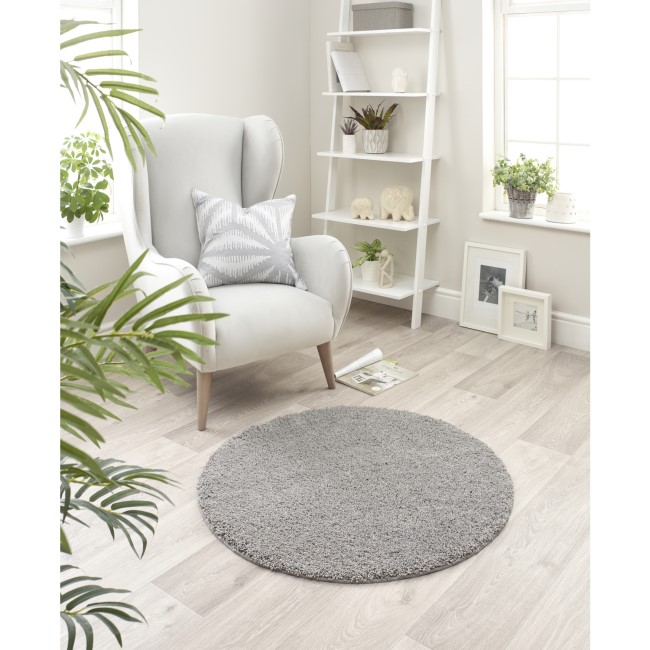 Round Shaggy Silver Rug - 100 x 100 cm - Ripley