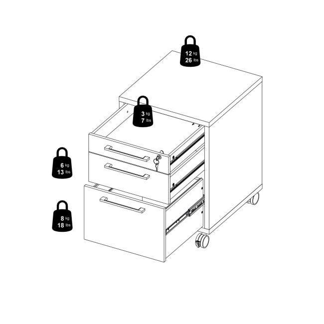 Prima Mobile file cabinet in White