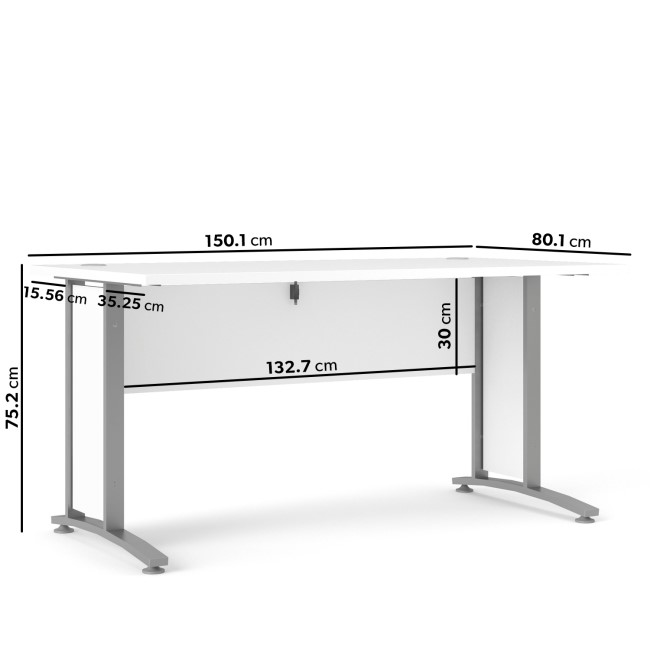 Large White Wooden Desk - Prima 