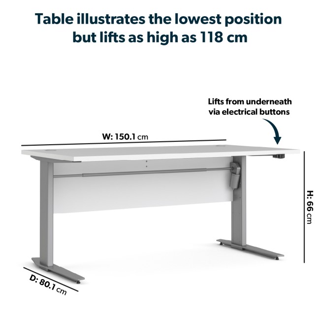 Large White Wooden Standing Desk with Electric Control - Prima