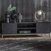 Riley Rippled Media Unit in Black with Storage - Caspian House