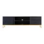 Riley Rippled Media Unit in Black with Storage - Caspian House