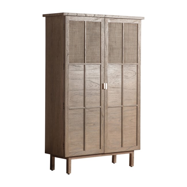 Large Oak Display Cabinet with Rattan Detail - Kyoto