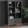 Tall Black Open Shelf Unit with 2 Doors - Caspian House