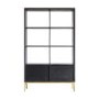 Tall Black Open Shelf Unit with 2 Doors - Caspian House