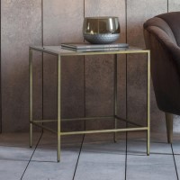 Square Bronze Glass Top Side Table - Raya