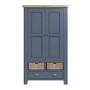 Tall Navy & Oak Kitchen Larder with Wicker Baskets - Pegasus