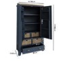 Tall Navy & Oak Kitchen Larder with Wicker Baskets - Pegasus