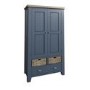 Tall Navy & Oak Kitchen Larder with Wicker Baskets - Pegasus