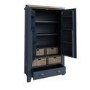 Tall Navy & Oak Kitchen Larder with Wicker Baskets - Pegasus