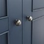 Tall Navy & Oak Kitchen Larder with Wicker Baskets - Pegasus