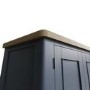 Tall Navy & Oak Kitchen Larder with Wicker Baskets - Pegasus