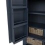 Tall Navy & Oak Kitchen Larder with Wicker Baskets - Pegasus