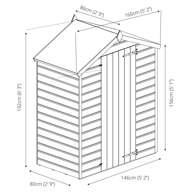 Mercia 3 x 5ft Wooden Overlap Apex Windowless Shed