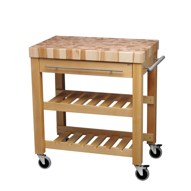 Wooden Kitchen Island with Butchers Block and Wheels