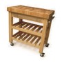 Wooden Kitchen Island with Butchers Block and Wheels