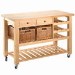 Wooden Kitchen Storage Trolley with Wine Rack - Lambourn