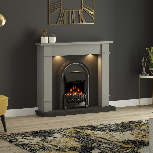 Be Modern Broadwell Dark Grey Freestanding Electric Fireplace Suite 48 Inch