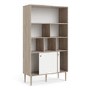 Tall White and Oak Bookcase with Sliding Doors - Rome