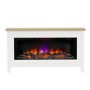 Be Modern Poulton White Freestanding Electric Fireplace Suite with Realistic Log Fuel Bed