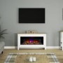 Be Modern Poulton White Freestanding Electric Fireplace Suite with Realistic Log Fuel Bed