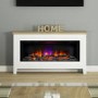 Be Modern Poulton White Freestanding Electric Fireplace Suite with Realistic Log Fuel Bed