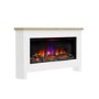 Be Modern Poulton White Freestanding Electric Fireplace Suite with Realistic Log Fuel Bed