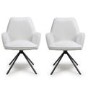 Set of 2 Cream Boucle Dining Chairs - Alva 