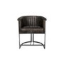 Real Leather & Iron Classic Tub Dining Chair - Dark Grey