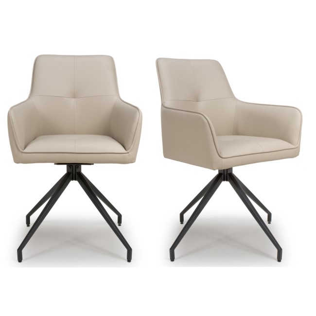 Set of 2 Taupe Swivel Dining chairs -Linnie