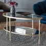 Oval Gold Glass Top Coffee Table with Storage - Hudson