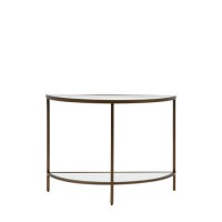 Small Glass Bronze Console Table with Shelf - Hudson