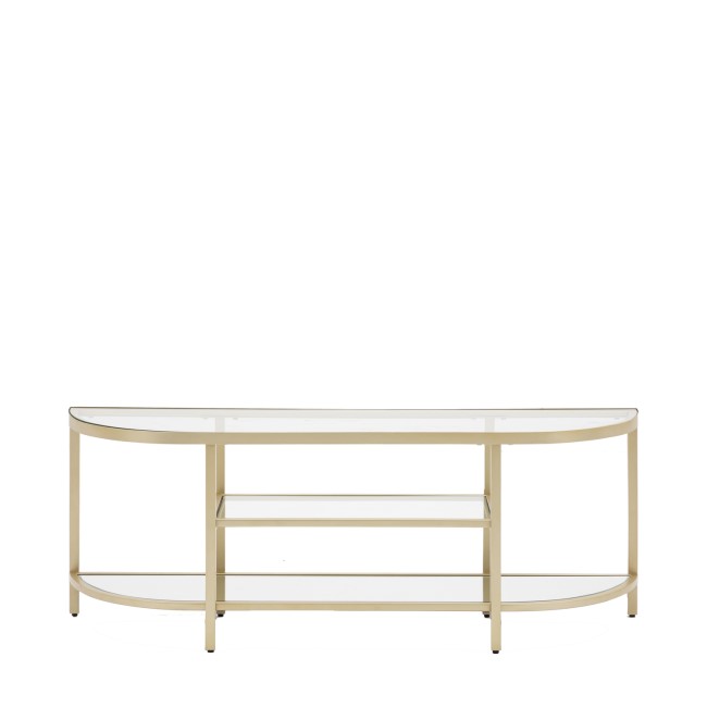 Small Gold Glass TV Stand with Shelves - TV's up to 50" - Hudson