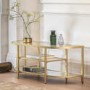 Small Gold Glass TV Stand with Shelves - TV's up to 50" - Hudson